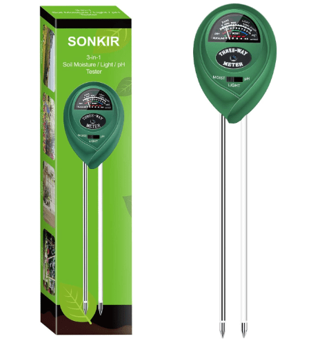SONKIR Soil pH Meter, MS01 3-in-1 Soil Moisture/Light/pH Tester Gardening Tool Kits for Plant Care, Great for Garden, Lawn, Farm, Indoor & Outdoor Use