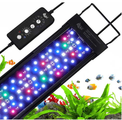 AQQA LED Aquarium Light, 24/7 Mode IP68 Waterproof Extendable Bracket Fish Tank Light, DIY Mode Full Spectrum Aquarium Plant Light, Adjustable Timer/Brightness Memory Function for 40-48 Inch Fish Tank