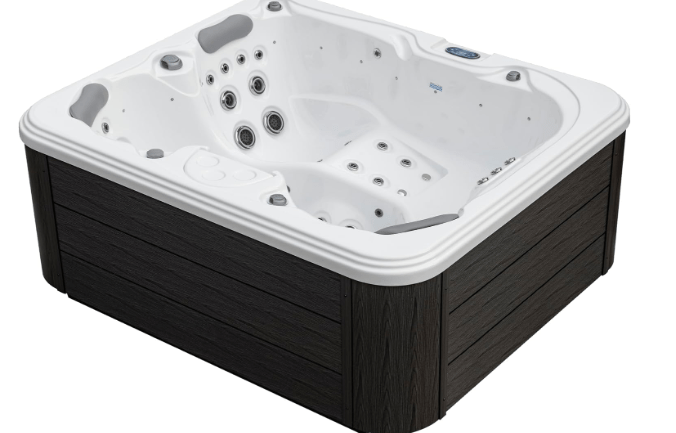 Excellence Outdoor Hot Tub, FIts 4 Adults, Indoor Outdoor Hot Tub, 41 Jets, Cover Included, Lounger Spa, Bluetooth Stereo, LED Water Fall, Wellness Tool, Aqualife by Strong Spas