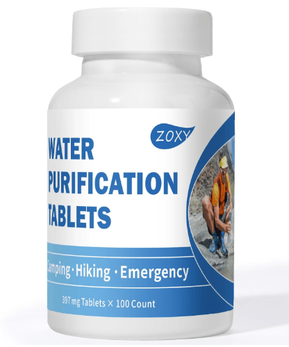 Water Tablets Purification for Drinking (100 Count) - Water Filtration System Survival for Camping, Boating, Hiking, Backpacking, Emergencies - Portable Water Treatment for Safe Drinking Anywhere