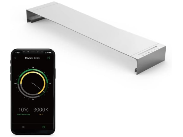 ONF Flat One+ 36 Inch 24/7 Cycle Aquarium Light, Yellow White Full Spectrum Colorfull LED Light, Fish Tank Light Brightness Dimmable & Color Temperature APP Controlled, Sunrise & Sunset, Hood Style