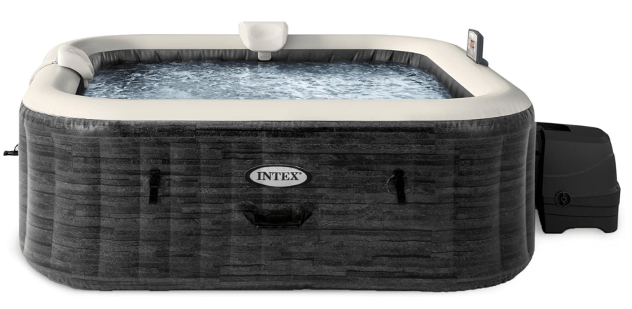 INTEX 28451EP PureSpa Greystone Deluxe Spa Set: Includes Energy Efficient Spa Cover and Wireless Control Panel – Spa Control App – Built-in FastFill Inflation System – 6 Person Capacity – 94" x 28"

