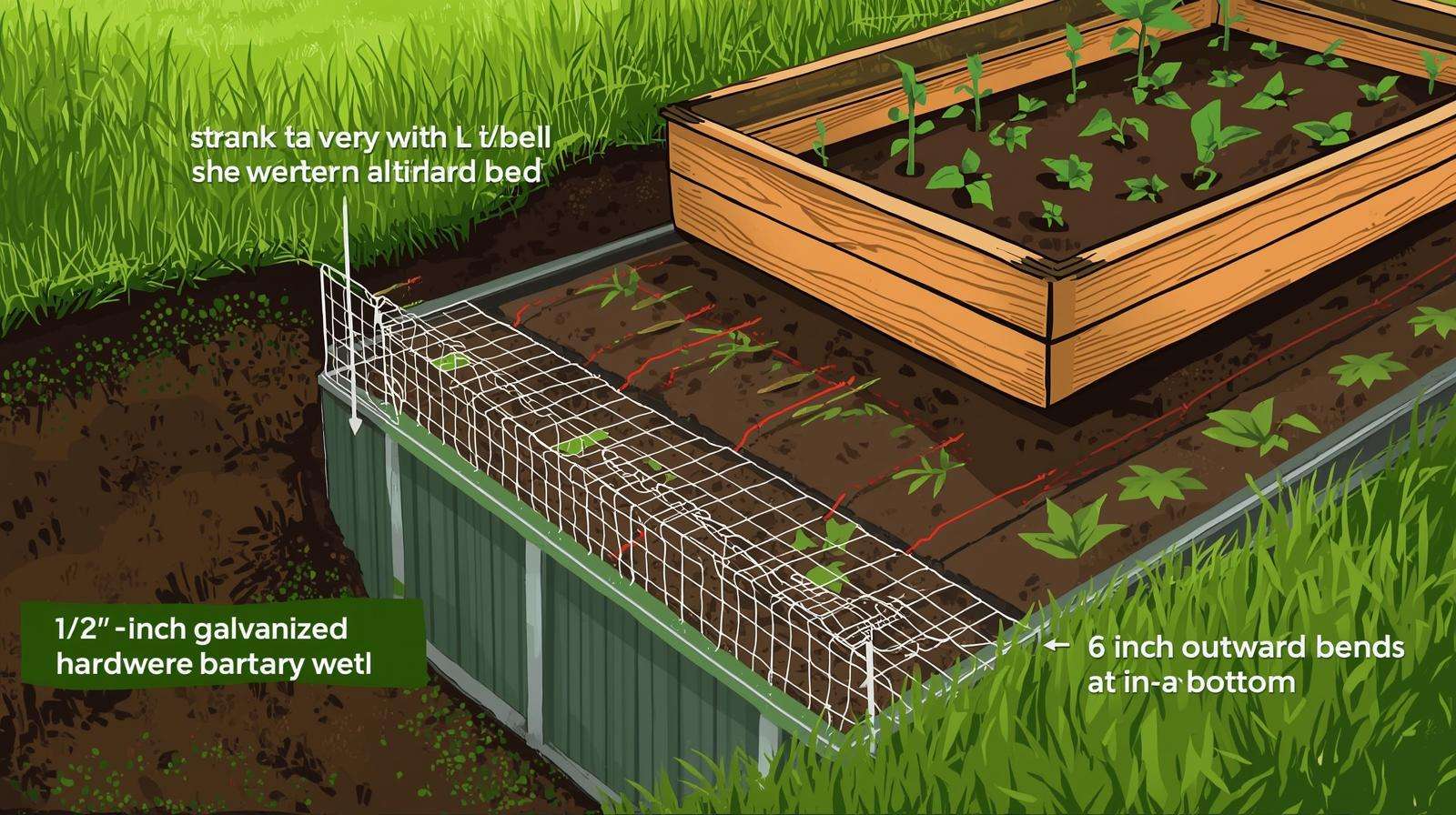 Skunk-proof L-footer trench diagram with hardware cloth