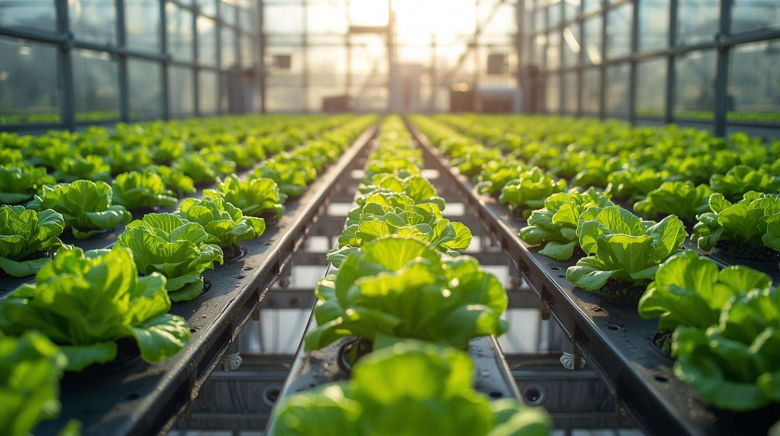 Hydroponic lettuce thriving in Pro Mix Soil HP in a greenhouse, showcasing garden soil solutions for advanced potting mix gardening.