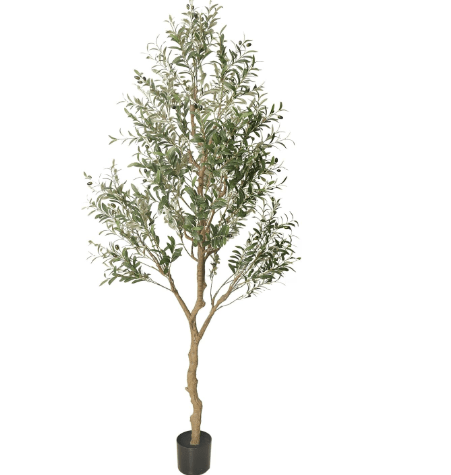Phimos Artificial Olive Tree Tall Fake Potted Olive Silk Tree with Planter Large Faux Olive Branches and Fruits Artificial Tree for Modern Home Office Living Room Floor Decor Indoor (7FT)