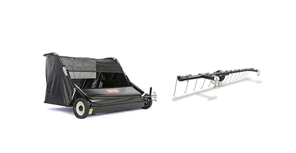 Bundle of Agri-Fab 45-0546, 52-Inch Tow-Behind Lawn Sweeper, 26 cu. ft Hopper Bag Capacity, Adjustable Brush Height and Dump from Seat Handle + Agri-Fab 42-Inch Universal Front Mount Lawn Dethatcher