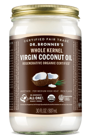 Dr. Bronner's - Organic Virgin Coconut Oil (Whole Kernel, 30 Ounce) - Coconut Oil for Cooking, Baking, Hair and Body, Unrefined and Fresh-Pressed, Rich and Nutty Flavor, Fair Trade, Vegan, Non-GMO