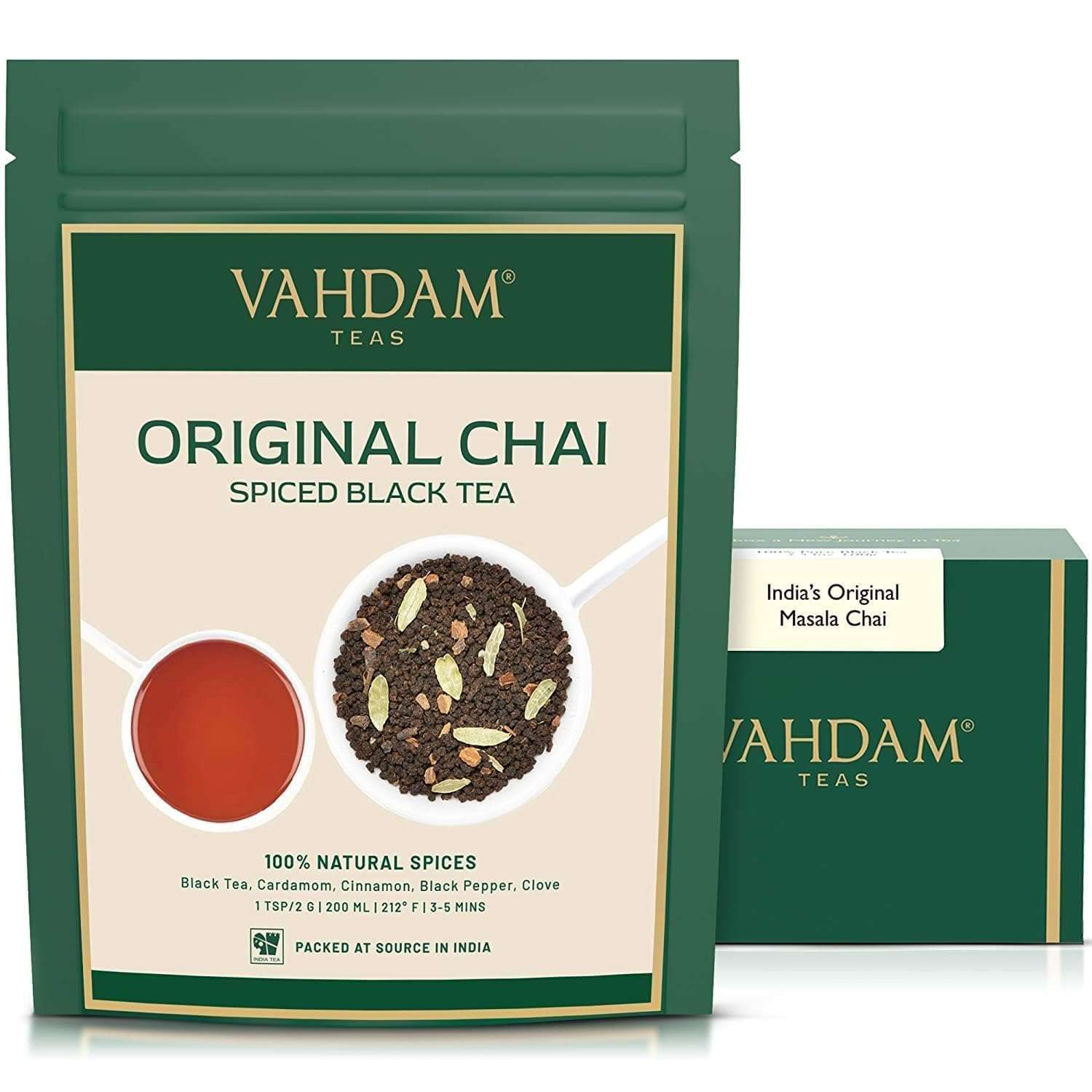 VAHDAM, India's Original Masala Chai Tea Loose Leaf (50 Cups/3.53oz) Blend Of Black Tea, Cinnamon, Cardamom, Cloves & Black Pepper | Ancient Indian House Recipe Of Spiced Masala Tea