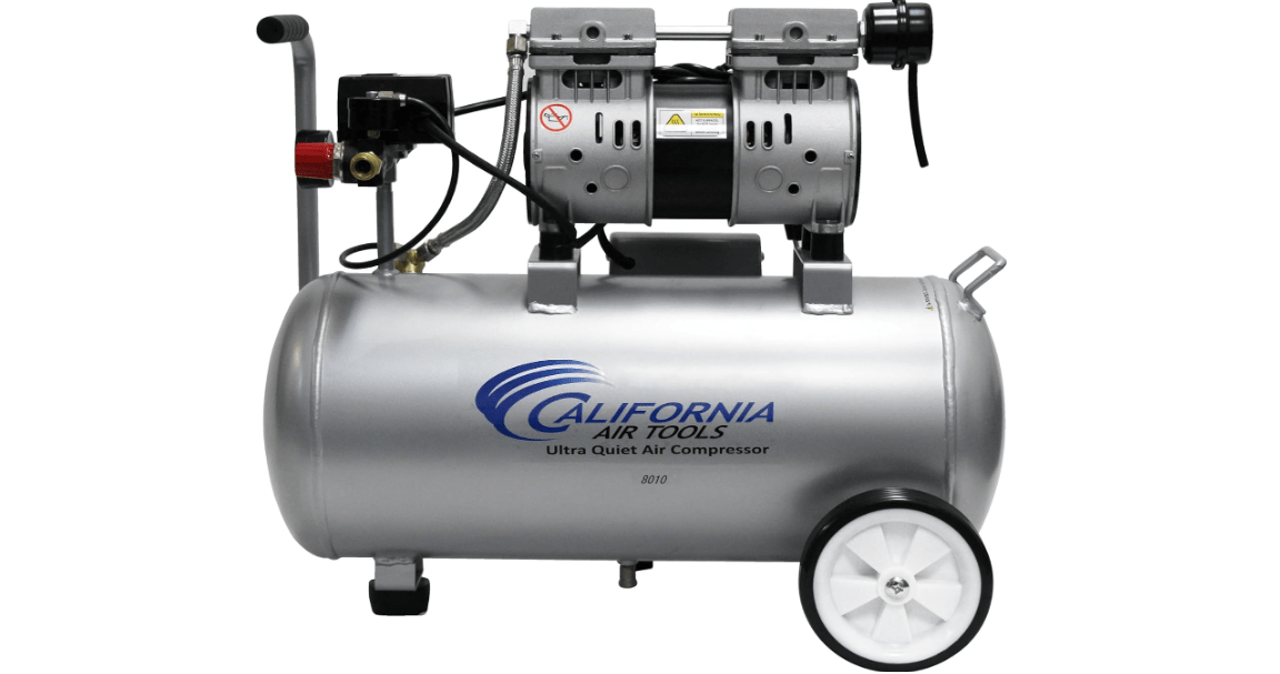 California Air Tools 8010 1.0 HP Ultra Quiet and Oil-Free Air Compressor, 8 Gallon Steel Tank, Lightweight with Wheels, 60 dBA Noise Level
