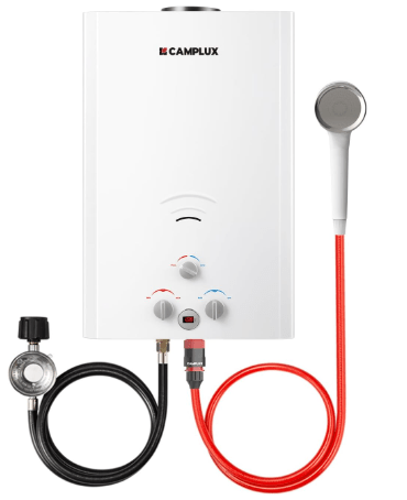 Camplux Tankless Water Heater, 5.28 GPM Outdoor Propane Camping Gas Water Heater, 20L, BW528, White