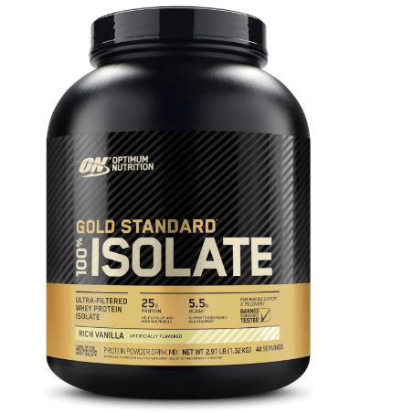 Optimum Nutrition Gold Standard 100% Isolate, Protein Powder, Rich Vanilla, 2.91 Pounds, 44 Servings. Whey Protein Isolate (Packaging May Vary)