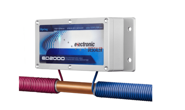 iSpring ED2000 Whole House Water Descaler, Alternative Electronic Salt-Free Hard Water Conditioner, Reduces Limescale Prevent Deposits Build-up, Different from a Water Softener