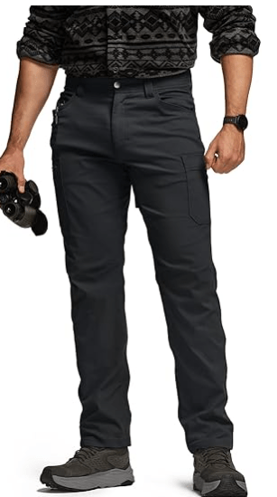 CQR Men's Active Flex Tactical Pants, Water Resistant Lightweight Stretch Cargo Work Hiking Pants