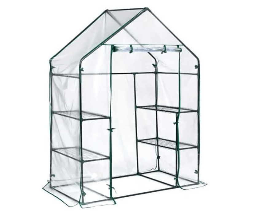 ShelterLogic 4' 8" x 29" x 6' 5" GrowIT Small Walk-in Greenhouse with 4 Wire Shelves for Outdoors, Easy-Access & Durable 