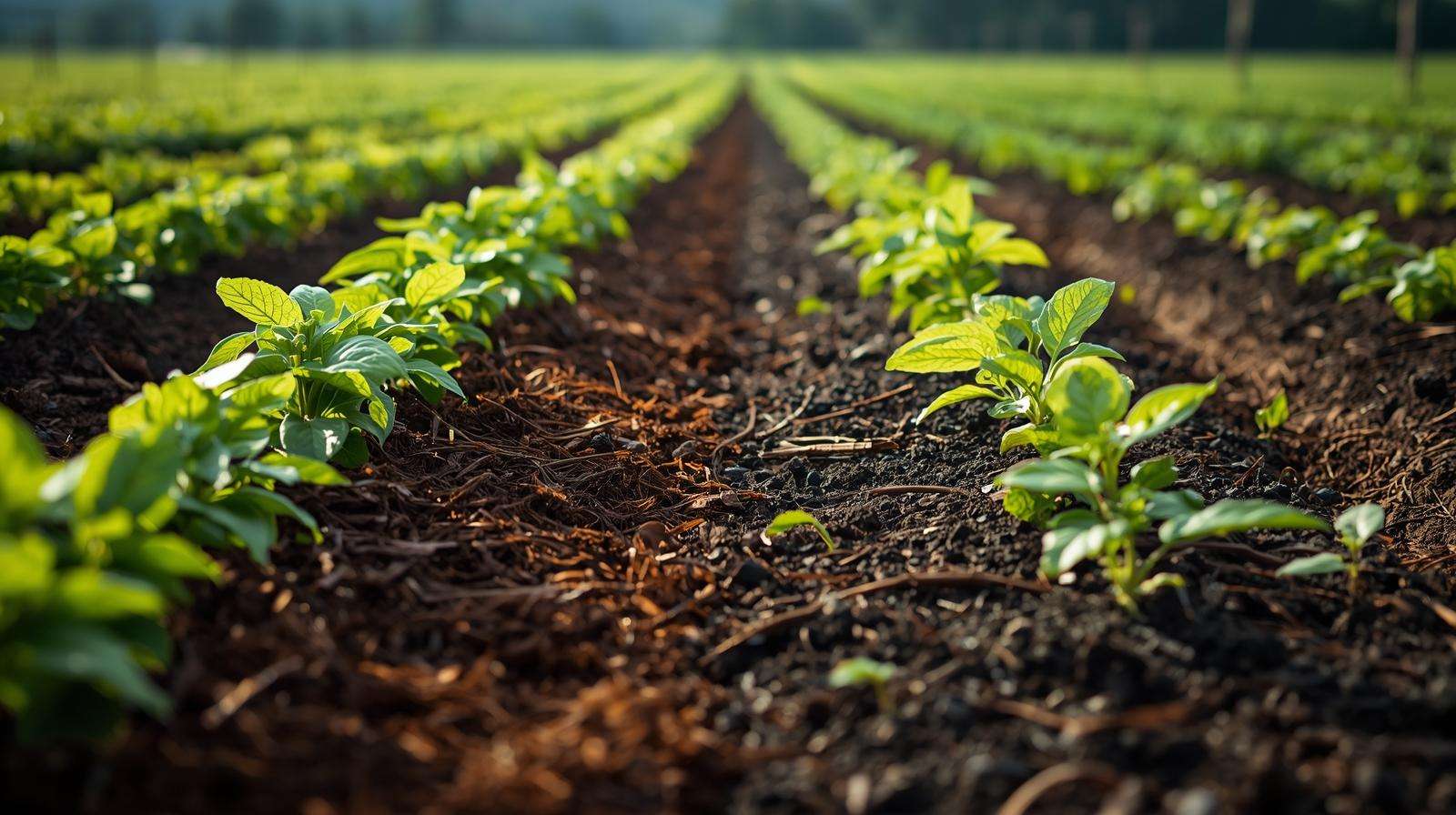 Comparison of cocoa bean mulched and unmulched crop beds showing yield improvement in organic farming.