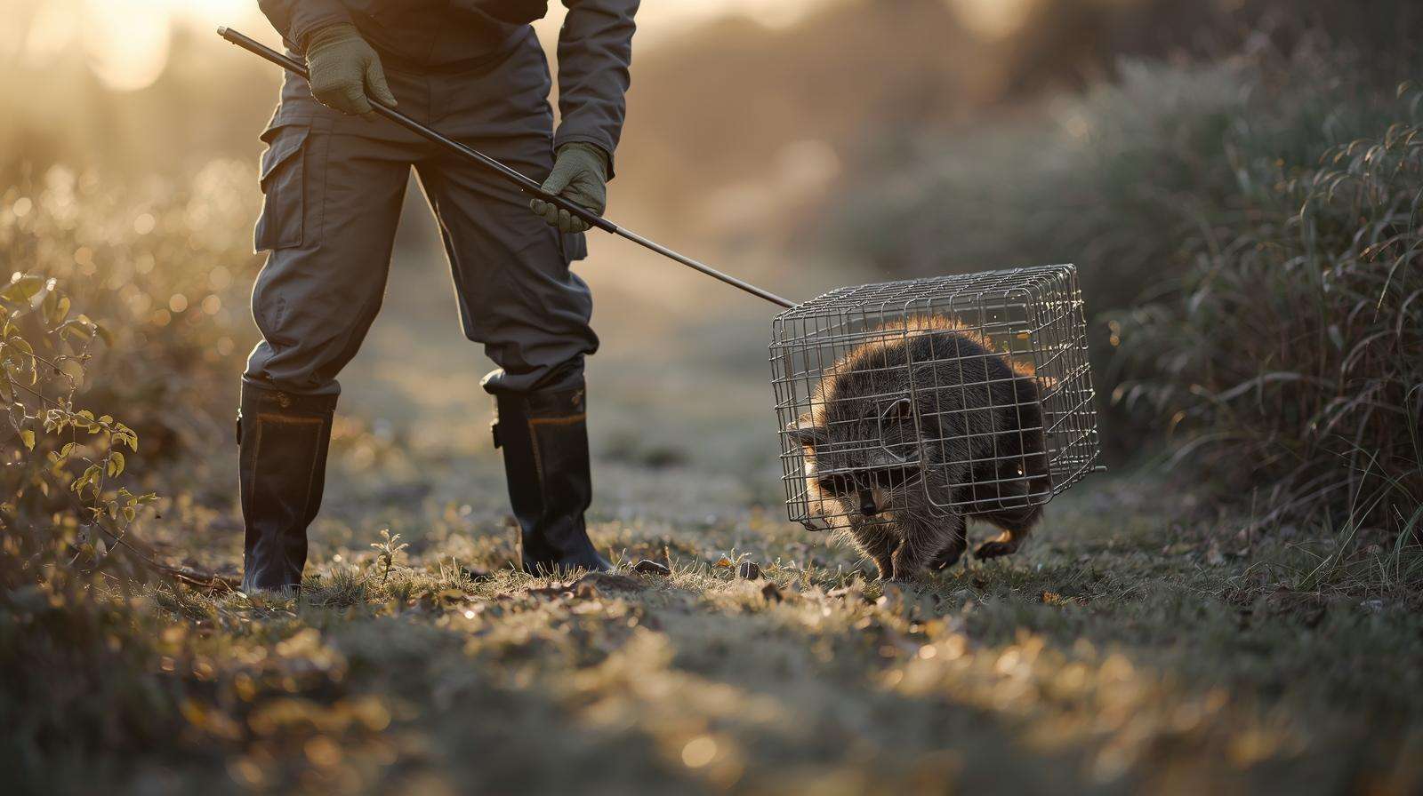 Safe non-target release from padded coyote trap using catch pole