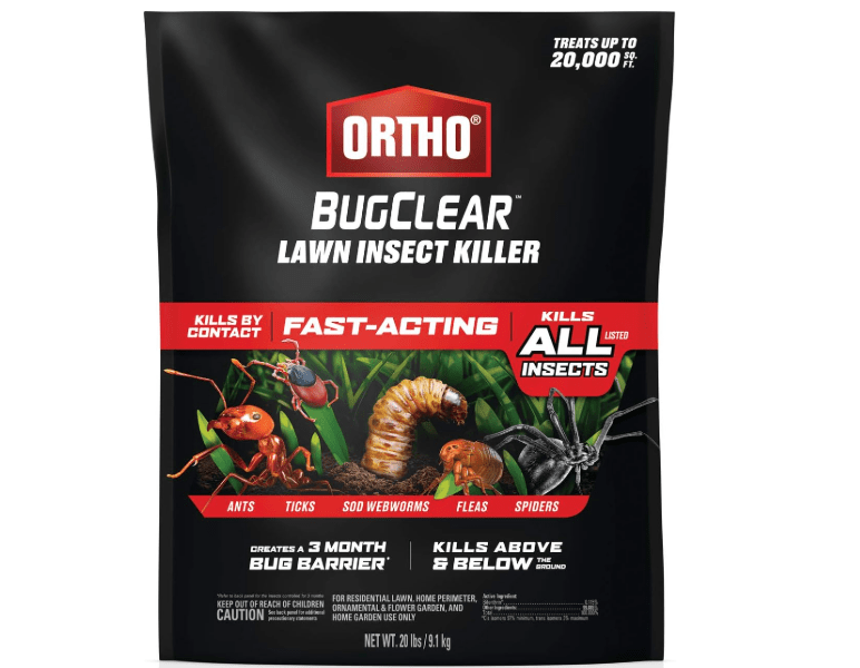 Ortho BugClear Lawn Insect Killer - Kills Ants, Ticks, Armyworms, Sod Webworms, Fleas and Spiders in Your Yard, Fast-Acting, Kills By Contact Above and Below the Ground, 20 lb. 