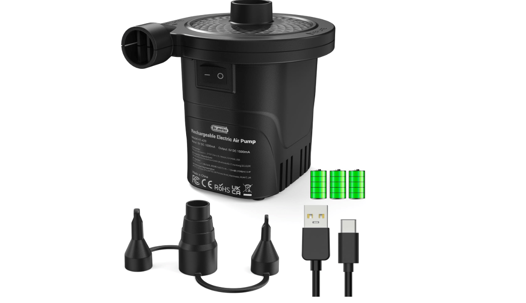 Dr.meter Air Pump for Inflatables, Rechargeable 4000mAh Battery Air Mattress Pump - Portable Quick-Fill Inflator Deflator for Outdoor Camping Inflatable Pool Float Boat Raft Yoga Ball Swim Ring Airbed 