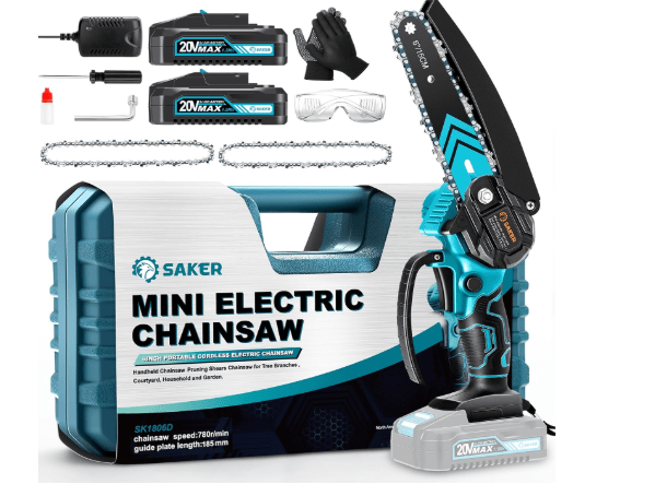 Saker Mini Chainsaw,6 Inch Portable Electric Chainsaw Cordless, Small Handheld Chain saw for Tree Branches,Courtyard, Household and Garden,Christmas Gifts for Men Dad Husband Women