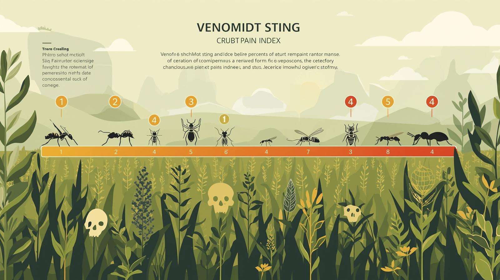 Schmidt Sting Pain Index scale for most venomous insects in agriculture