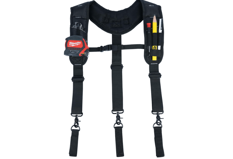 KUNN Tool Belt Suspenders,Heavy Duty 3-Points Padded Construction Work Pouch Suspender for Men with Tool Belt Loops 