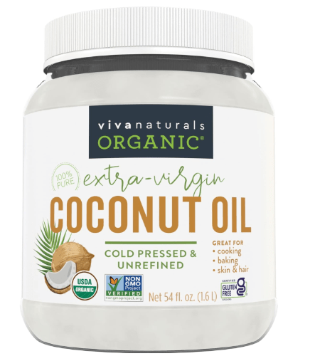 Viva Naturals Organic Coconut Oil, 54 fl oz – Unrefined, Cold-Pressed Extra Virgin Coconut Oil, USDA Organic & Non-GMO, Natural Cooking Oil, Hair Oil & Skin Oil