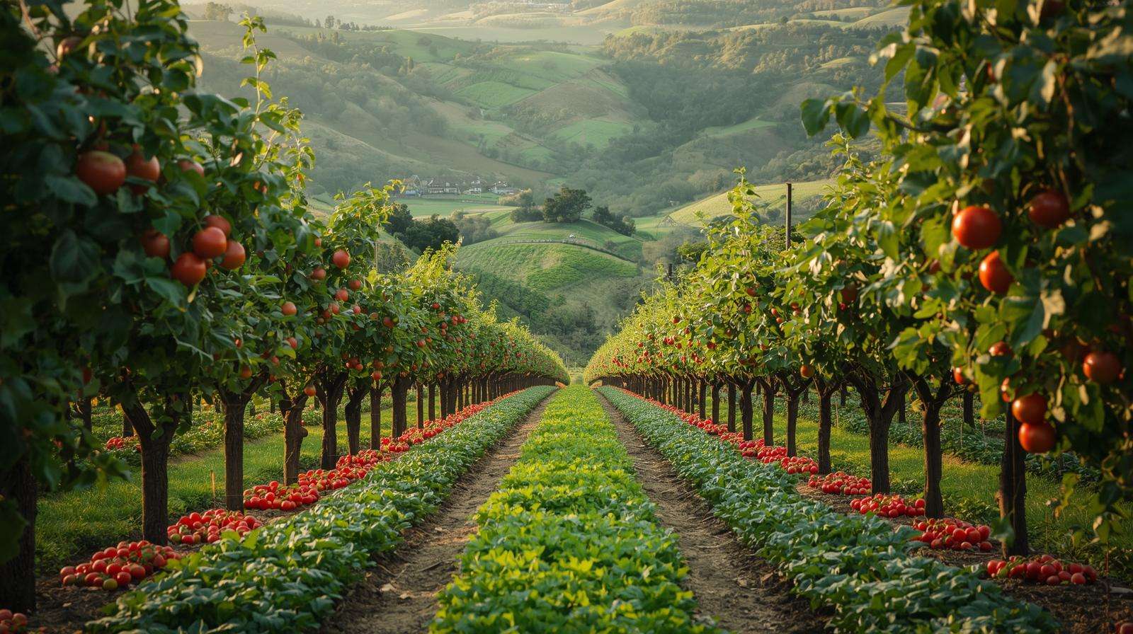Agroforestry system with fruit trees and vegetable crops for diverse soil ecosystem