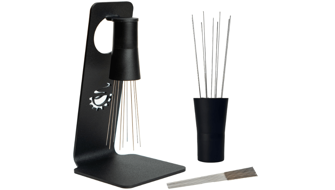 WDT Tool, Magnetic Coffee Stirrer 0.4mm 9 Installed Pins + 0.25mm 9 Extra Needles for Espresso Distribution Tool with Metal Stand for Barista Espresso (Black)
