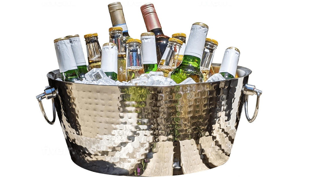 BREKX Hammered Stainless-Steel Beverage Tub, Double-Walled Insulated Anchored Drink Tub & Ice Bucket with Double Hinged Handles, Drink Chiller for Parties, 12 Quarts