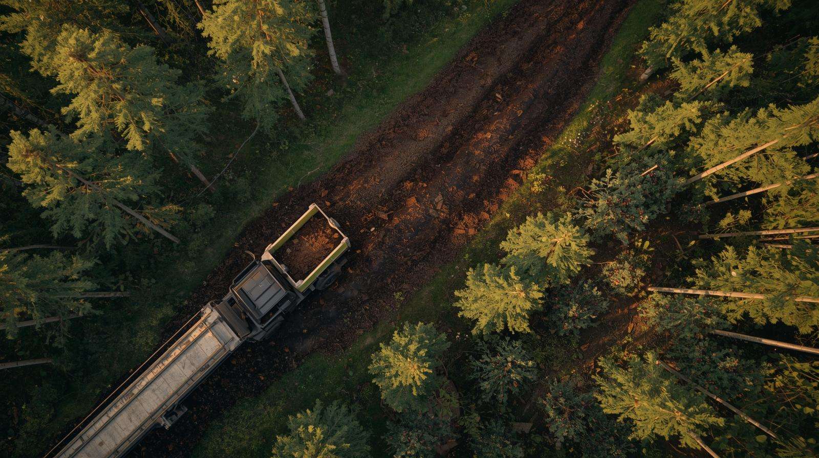 Sustainable wood mulch sourcing from FSC-certified forests for organic berry farming and soil enrichment.