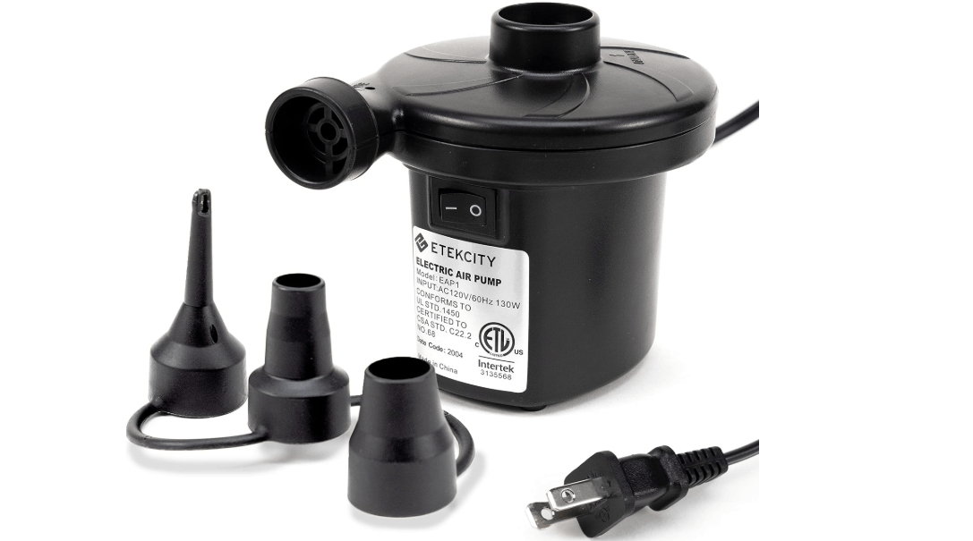 Etekcity Air Pump for Inflatables, Portable Electric Air Mattress Pump, Quick-Fill Perfect Inflator/Deflator for Couch, Blow up Pool Floats Raft Bed Boat Toy with Nozzles, 110-120V, Black 