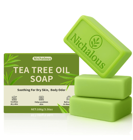 3PCS Tea Tree Soap, Tea Tree Relief Soap Bar, with Tea Tree Oil & Coconut Oil & Witch Hazel, Deep Pore Cleansing, Natural Herbal Foot Soaps Bar for Men & Women – 3.5 oz