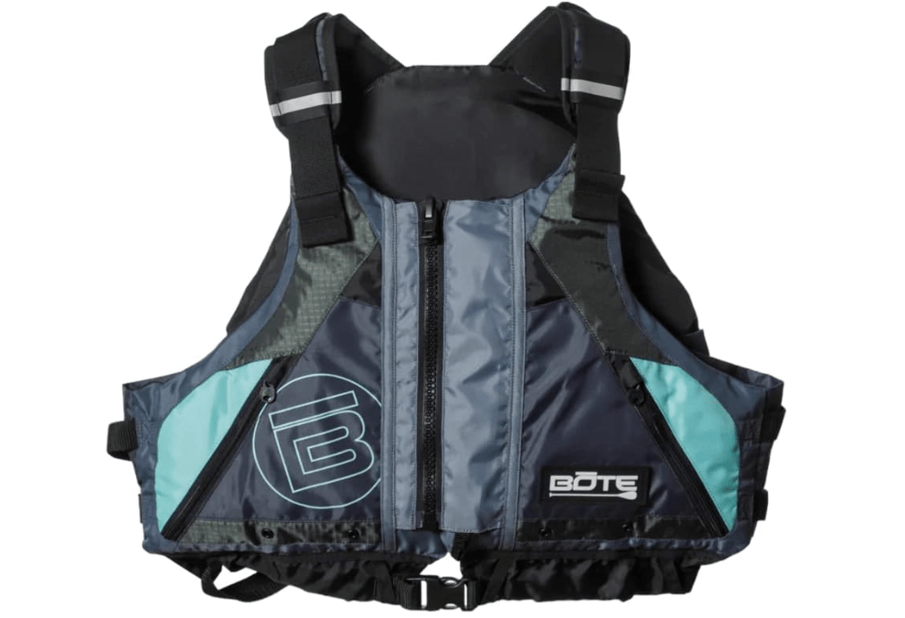 BOTE Universal Foam Paddling Fishing Adult PFD Zipper 2 Stash Pocket Vest Life Jacket for Adults USCG Approved Type III Kayak Low Profile Silhouette Multiple Size Options
