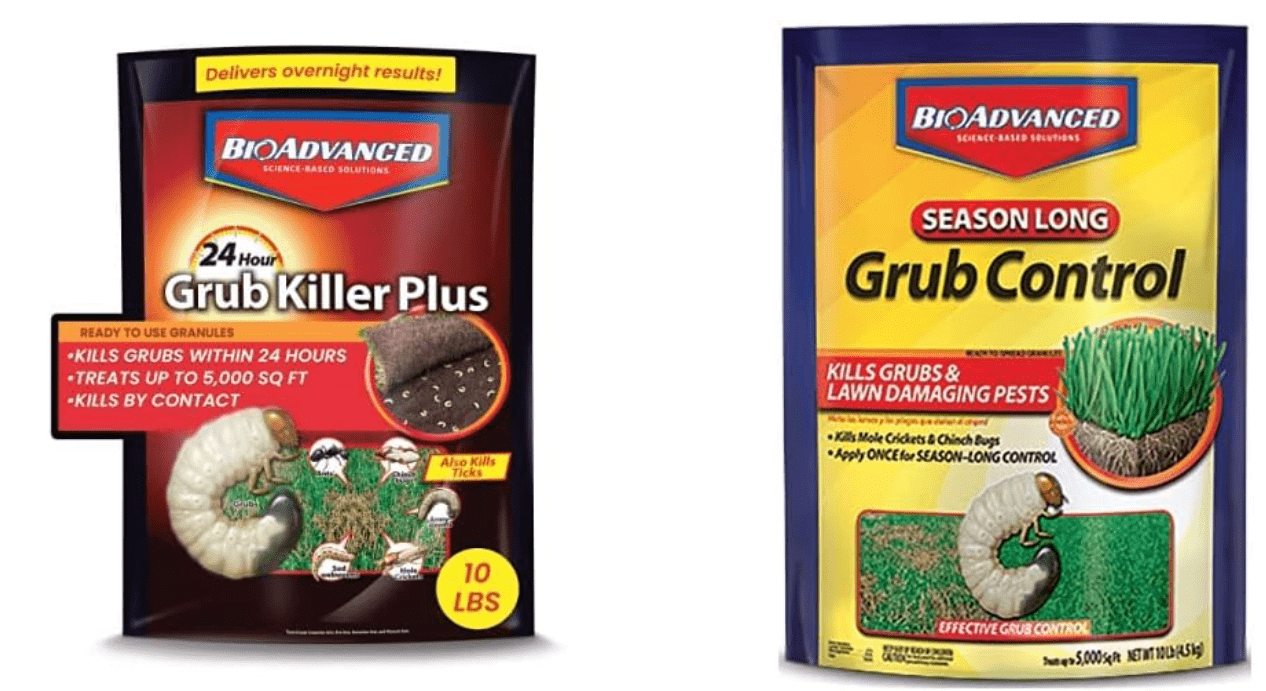 BioAdvanced 24 Hour Grub Killer Plus, Granules, 10 lb with BioAdvanced Season Long Grub Control, Ready-to-Spread Granules, 10 LB
