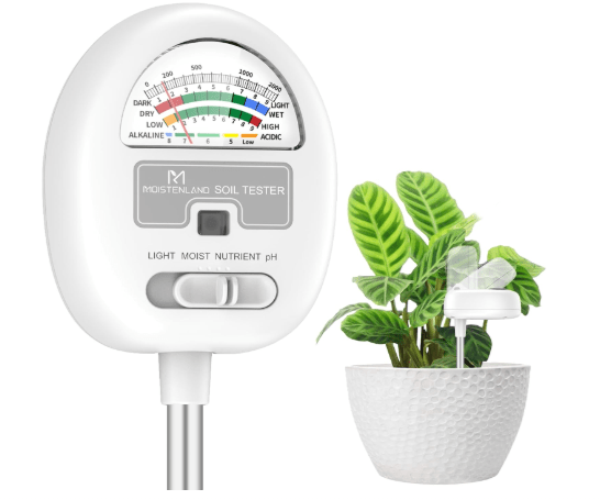 [Upgraded] Soil Moisture Meter, 4-in-1 Soil pH Tester, Moisture/Light/Nutrients/pH Meter for Gardening, Lawn, Farming, Indoor & Outdoor Plants Use, No Batteries Required, Gifts for Plants Lover
