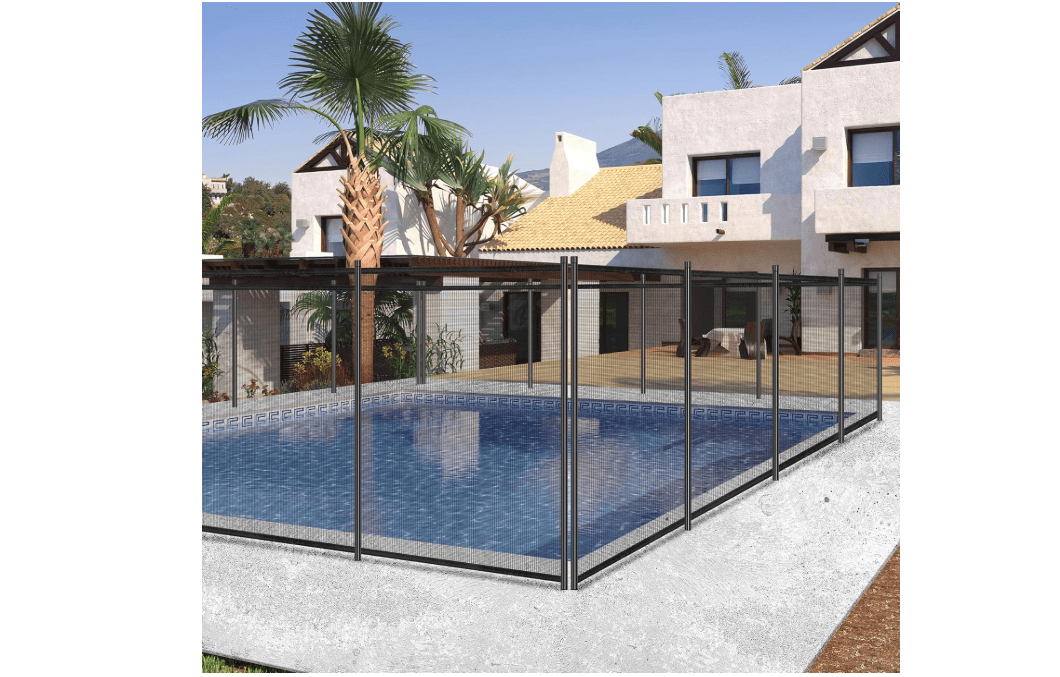 VIVOHOME Pool Fence 4FT x 24FT, 320GSM Teslin Mesh Removable Child Safety Pool Fence with Stainless Steel Tubes for Backyard Garden Pool Safety