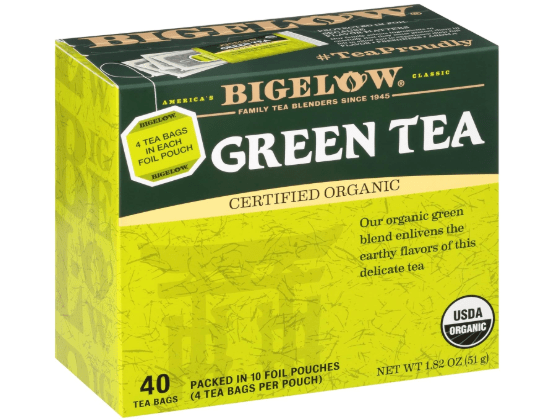 Bigelow Tea Organic Green Tea Bags Box, Caffeinated Tea with Green Tea, 40 Count Box (Pack of 6), 240 Total Tea Bags