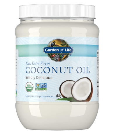 Garden of Life Coconut Oil for Hair, Skin, Cooking - Raw Extra Virgin Organic Coconut Oil, 57 Servings - Pure Unrefined Cold Pressed Oil with MCTs for Body Care or Baking, Aceite de Coco Organico
