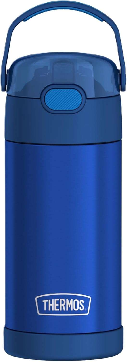 THERMOS FUNTAINER 12 Ounce Stainless Steel Vacuum Insulated Kids Straw Bottle, Blue
