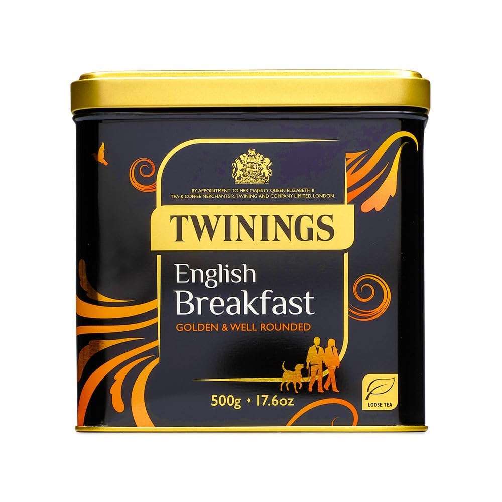 Twinings English Breakfast Loose Leaf Black Tea, 17.64 Ounce (500g) Tin, Caffeinated, Enjoy Hot or Iced
