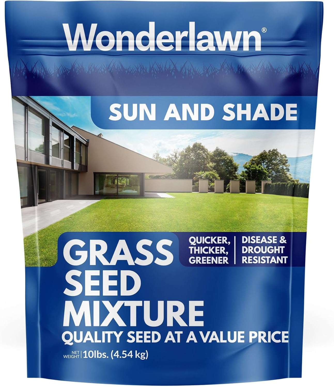 Barenbrug Wonderlawn Sun and Shade Grass Seed Mix for Lawn Care and Landscaping, 10 lbs. Bag