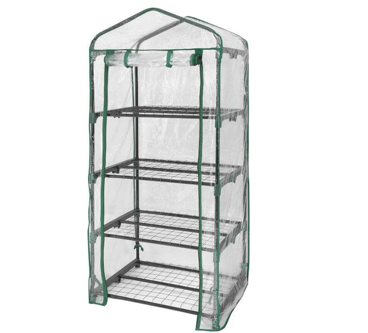 Miracle-Gro 23" x 17" x 57" All-Season 4-Tier Mini Grow House Outdoor or Backyard Easy Assembly Portable Greenhouse, Translucent 