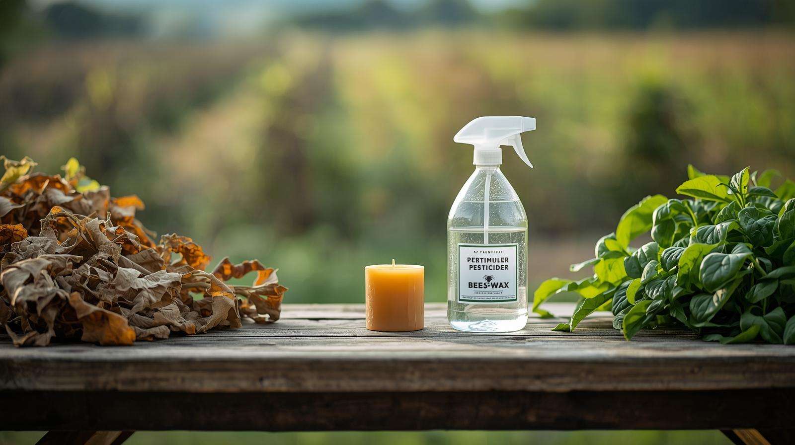 Comparison of chemical pesticide and natural candle with wilted vs. healthy plants.