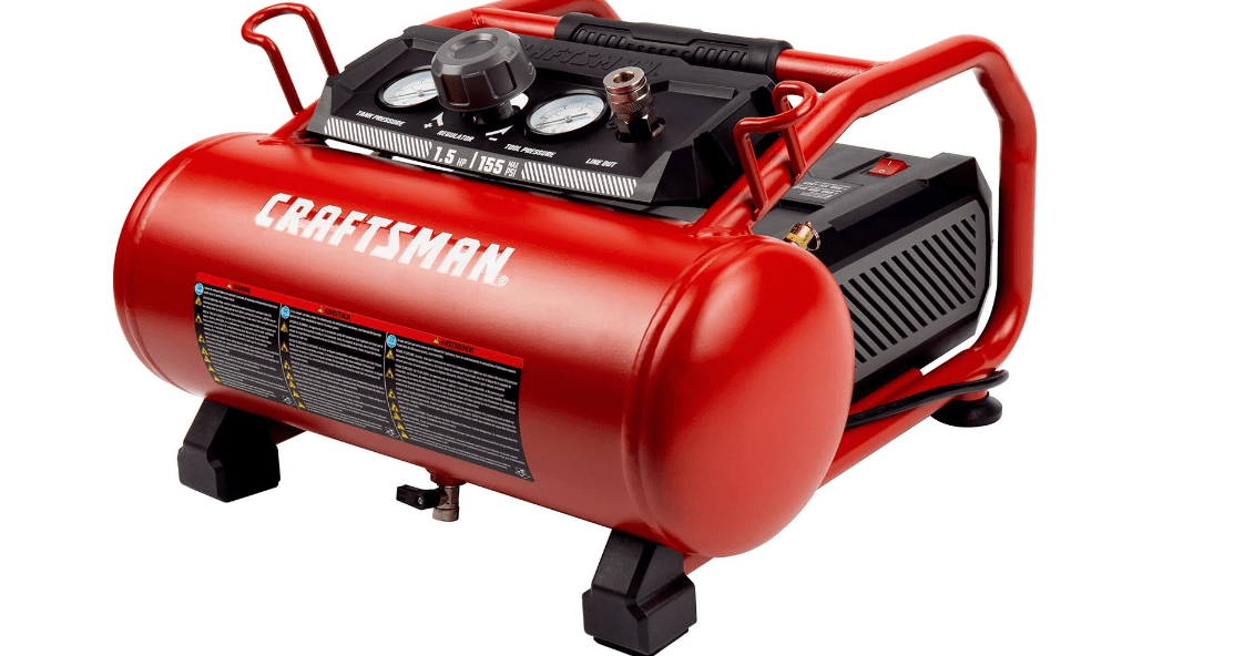 Craftsman Air Compressor, 3 Gallon 1.5 HP Max 155 Psi Pressure Oil-Free Portable, Red- CMXECXA0200341
