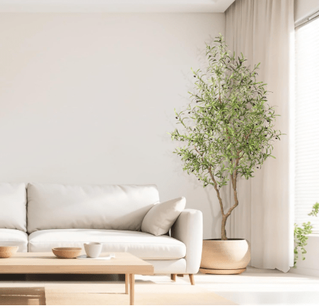 8ft Faux Olive Tree - Large Realistic Artificial Olive Trees 8 Feet (96") Indoor Fake Plants with Realistic Trunk, Adjustable Branch, Olive Silk Tree with Planter for Home Living Room Deco