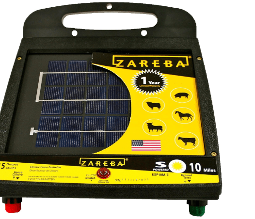 Zareba ESP10M-Z Solar Powered Low Impedance Electric Fence Charger - 10 Mile Solar Powered Electric Fence Energizer,