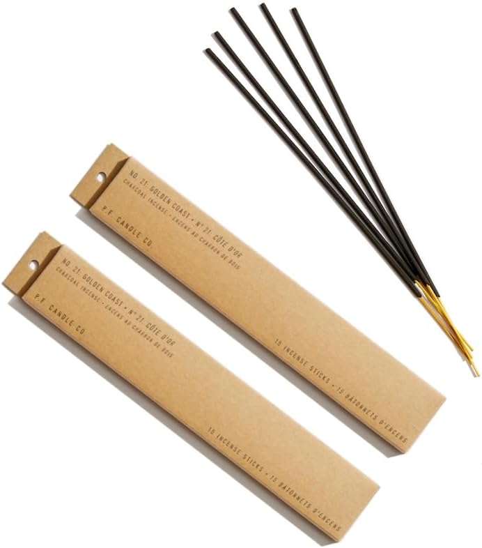 P.F. Candle Co. Golden Coast Classic Scented Charcoal Incense Sticks (2-Pack) 1 Hour Burn Time, Made in The U.S.A. 
