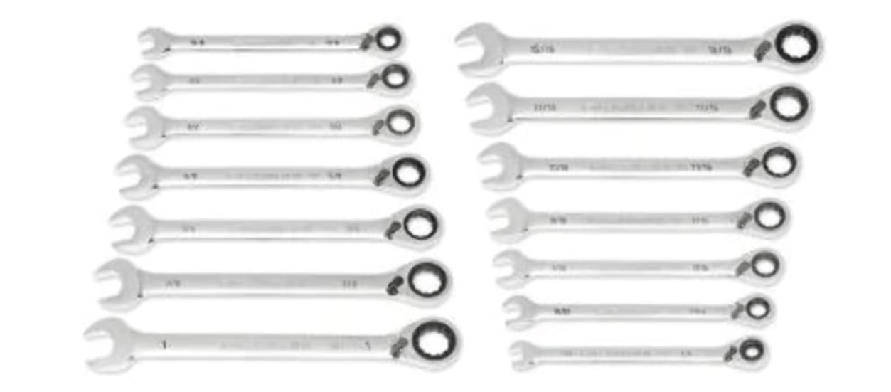 GEARWRENCH 14 Piece 90-Tooth 12 Point SAE Reversible Ratcheting Wrench Set | 86660
