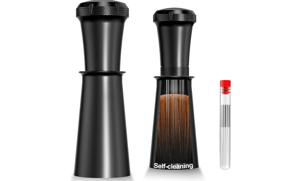 Nessus WDT Espresso Distribution Tool, Espresso Accessories with Built-in Cleaning Brush, 0.35mm 10 Needle Distributor and Extra 10 Needles for Espresso Stirrer, Aluminum Handle with Stand for Barista
