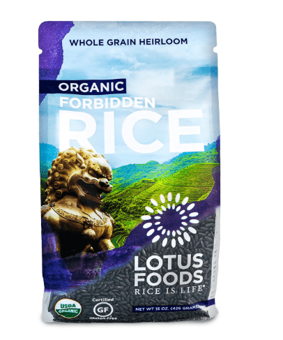 Lotus Foods Organic Forbidden Rice - Black Rice Organic, Purple Rice, Black Rice Bulk, Gluten Free Heirloom Rice, Whole Grain, Non GMO, Vegan - 15 Oz Bag (Pack of 1)